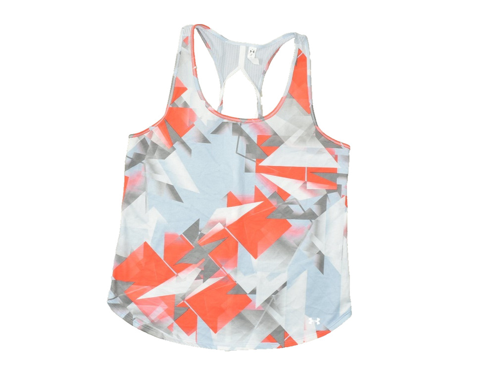 Under Armour Women's HeatGear Tank Top Regular Size L Gray Orange Geometric